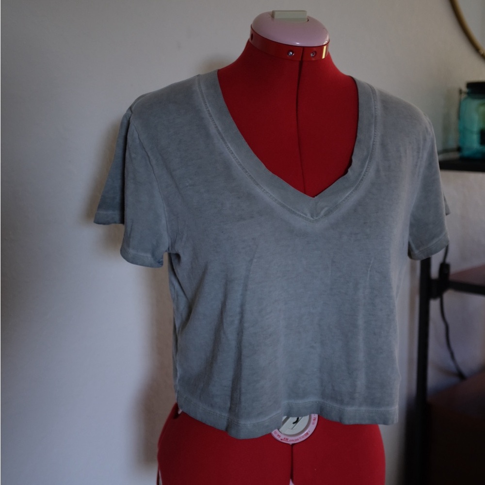 Green V-Neck Women's Top